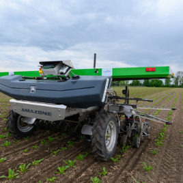 Südzucker, Amazone and FarmDroid test innovative solution for the precise application of crop protection agents in sugar beet cultivation.
The goal is to be able to reduce the use of herbicides and insecticides to a minimum in the future by using the highly automated, solar-powered FarmDroid FD20 sowing and weeding robot and a special spot-spraying method. Initial, scientifically monitored trials are currently underway on a test field at Südzucker's research farm in Kirschgartshausen near Mannheim, Germany.