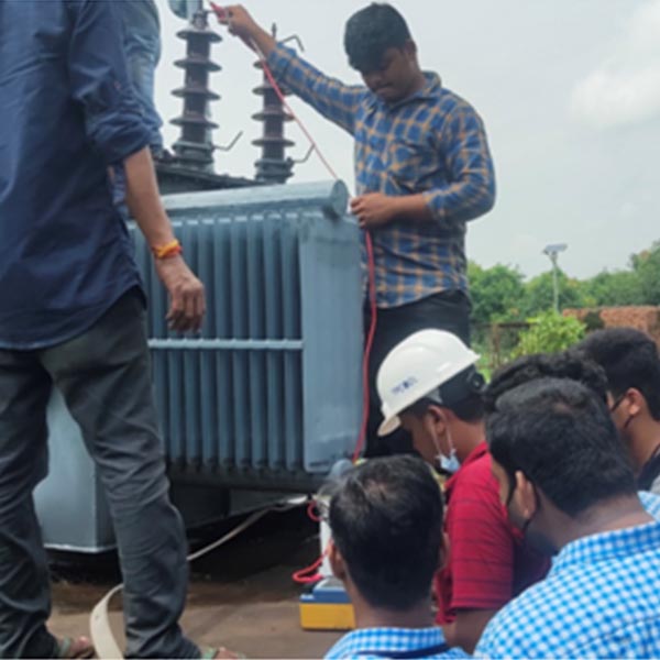 The students of OMEGST domain at commissioning site of TPCODL 33KV Substation as a part of course to grasp practical understanding of distribution transformer commissioning